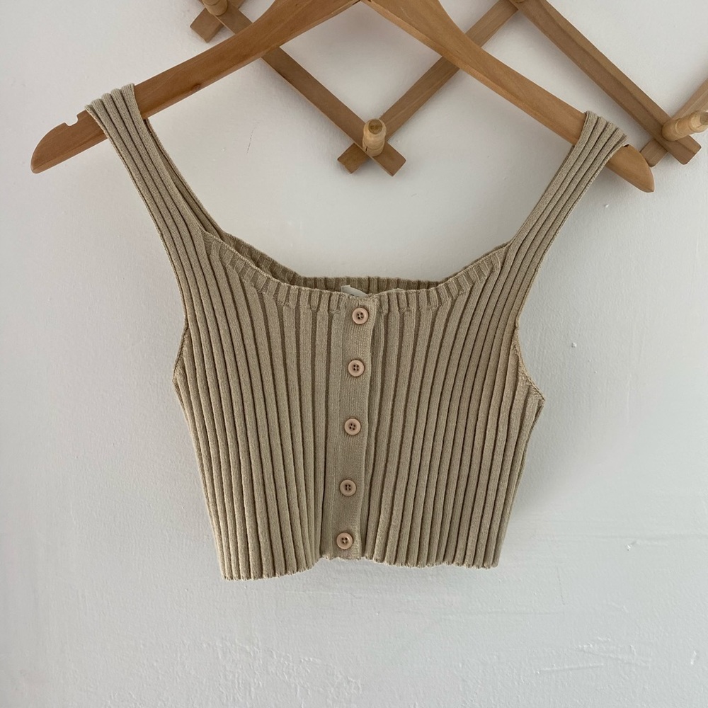 Forever 21 Ribbed Sweater Tank — Beige M